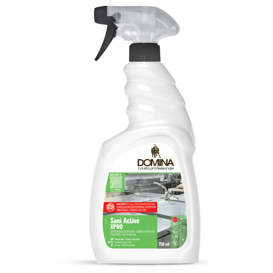 DOMINA Sani Active XPRO дезинфицирующее и обезжиривающее средство без запаха, HACCP, 750 мл